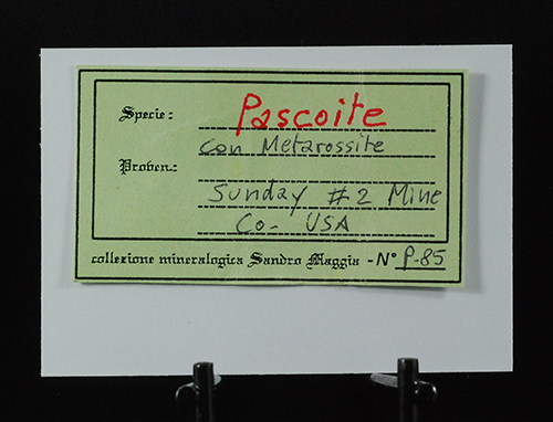 Pascoite and metarossite - Sunday #2 mine -�Carnation mine Group -�Slick Rock Mining Distr. -�San Miguel County -�Colorado - United States